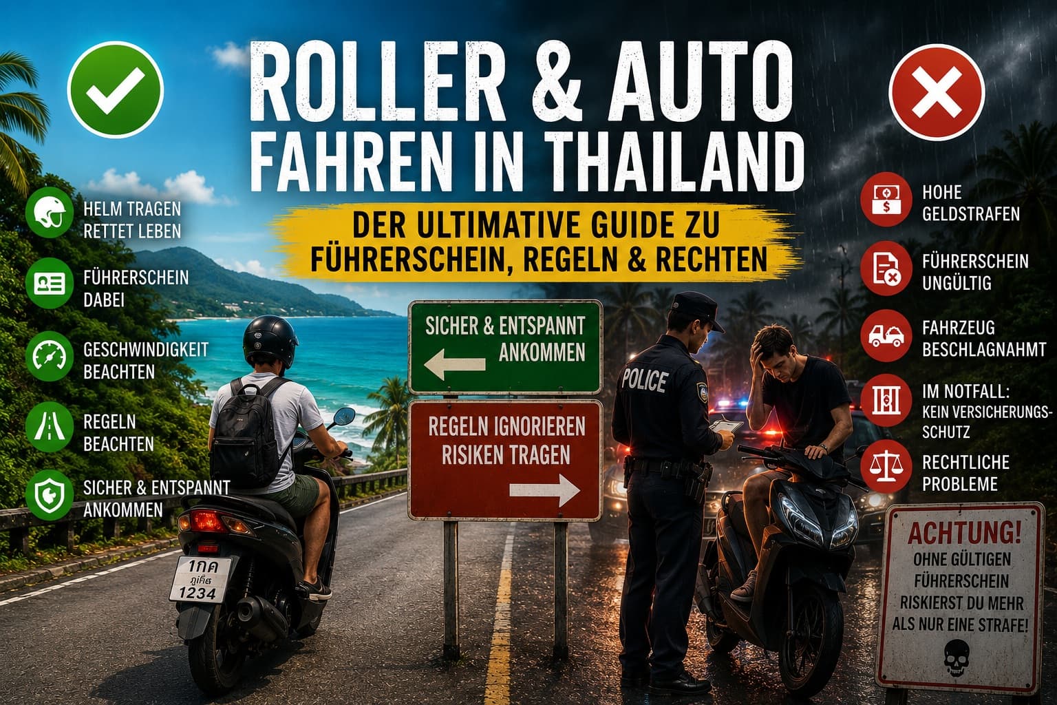Roller & Auto fahren in Thailand: Der ultimative Guide zu Führerschein, Regeln & Rechten