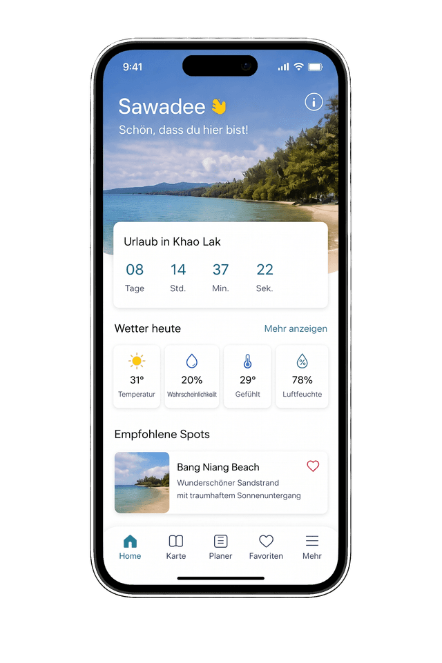 Khao Lak Insider App mit ausgewählten Reisezielen